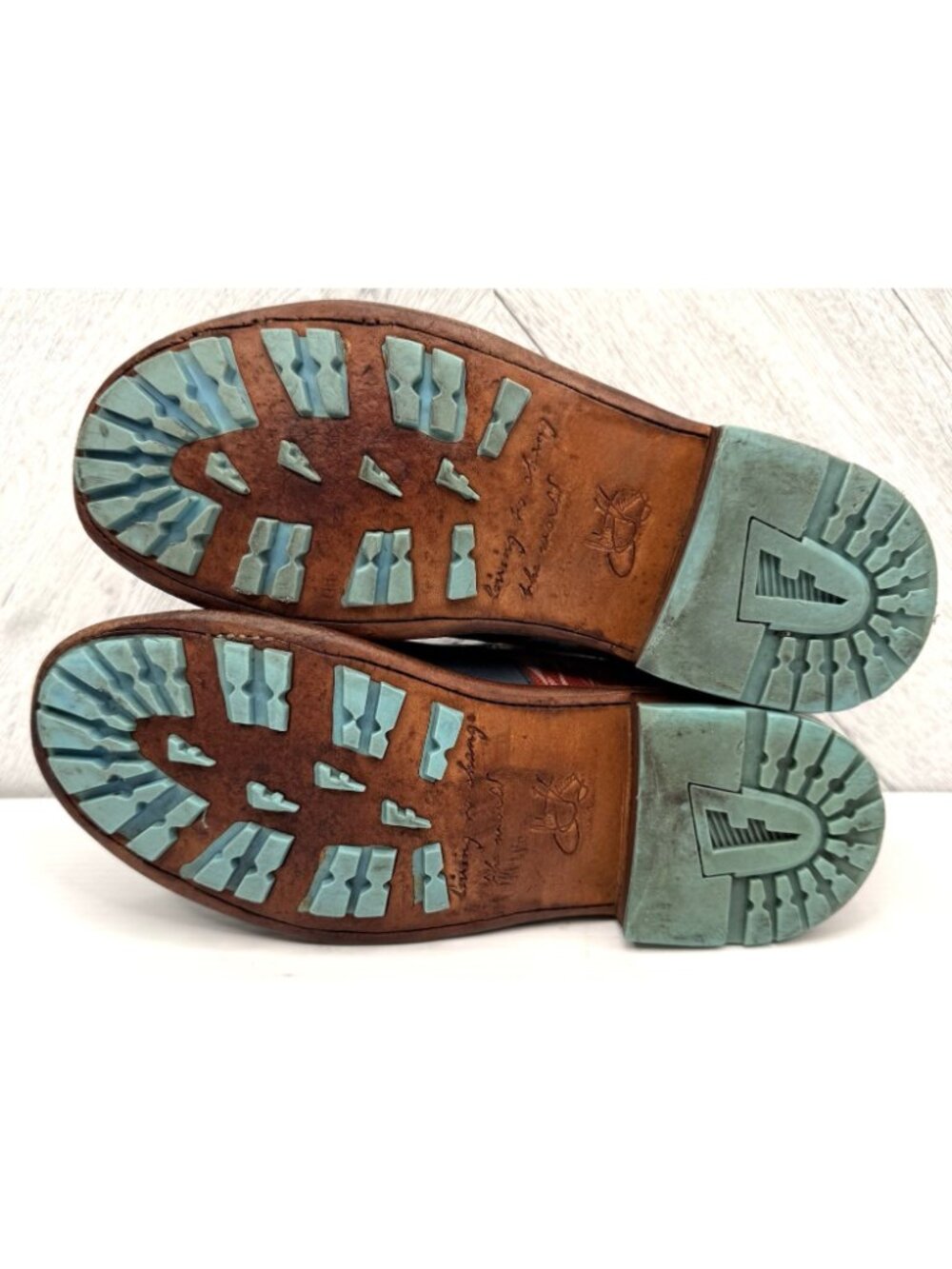 John Fluevog Philippa Floral Womens 7 Blue Leather Fisherman Sandal Mary Jane - Picture 9 of 16